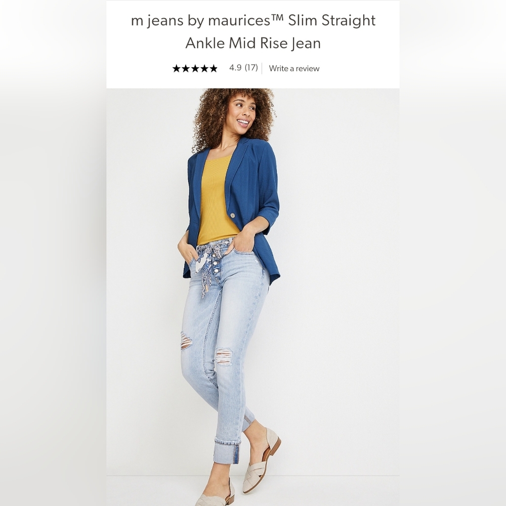 M jeans by Maurices slim straight ankle mid rise jeans - Picture 2 of 8